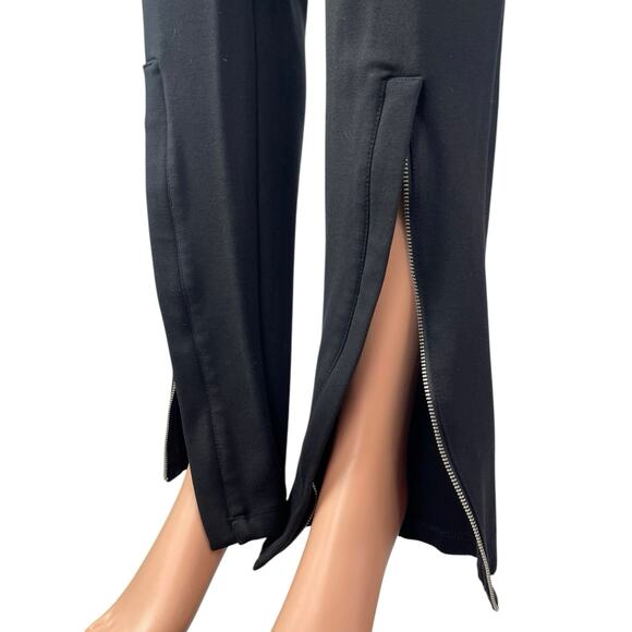 MNG Mango Women's Black High Waisted Split Zip Flare Trousers Dress Pants Size L - Picture 3 of 5